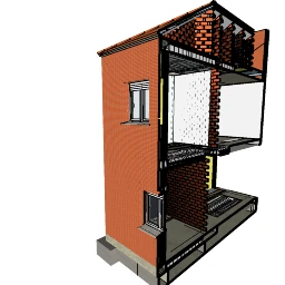 Vista del modelo SketchUp propio de sección constructiva